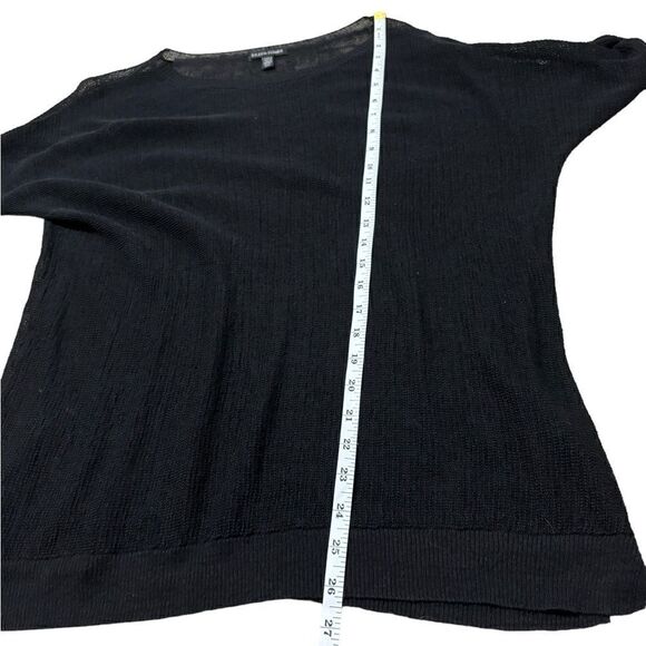 Eileen Fisher Open Knit Mesh Top Black Women Medium Linen - Picture 3 of 5